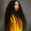 Ins Hot Long Jerry Curl Black Heat Resistant Fiber Middle Part Natural HairlineWigs