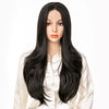 Ins Hot Long Layered Wig Black Middle Part Wavy Wigs - Effortless Glamor