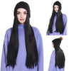 Long Straight Synthetic Wig With Hat Autumn Winter Knitted Hat Wig - Effortless Glamor