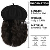 Wigyy Black Berets Cap with 8 Inch Wavy Curly Hat Wig - Effortless Glamor