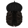 Wigyy Black Berets Cap with 8 Inch Wavy Curly Hat Wig - Effortless Glamor