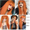 Long Straight Synthetic Wigs with Bangs Copper Ginger Orange Cosplay Wigs - Effortless Glamor