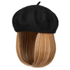 Wigyy Bob Hat Wig 9.5 Inch Straight Short Synthetic Bobo wigs Hat with hair Natural balck French Wool Artist Attached - Effortless Glamor