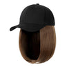 Ins Hot Black Baseball Cap with 14'' Hair Extensions Adjustable Wig - Effortless Glamor