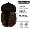 Wigyy Black Berets Cap with 8 Inch Wavy Curly Hat Wig - Effortless Glamor