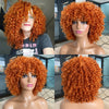 Short Afro Curly Wig with Bangs Ginger Orange Synthetic Wigs - Effortless Glamor