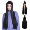 Long Straight Synthetic Wig With Hat Autumn Winter Knitted Hat Wig - Effortless Glamor