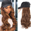 2022 Ins Hot Brown Black Wave Wig With Hat - Effortless Glamor