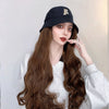 Long Curly Hair White Fisherman's Cap Sub Wig - Effortless Glamor