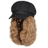 Newsboy Cap with 10 Inch Wavy Curly Hair Extensions for Women - Effortless Glamor