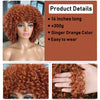 Short Afro Curly Wig with Bangs Ginger Orange Synthetic Wigs - Effortless Glamor