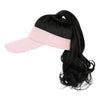 Ponytail Medium Length Curly Hair Open Top Pink Hat Wig - Effortless Glamor