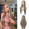 Long Straight Brown Mix Blonde Wigs for Women Middle Part Cosplay Wig - Effortless Glamor