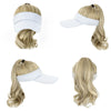 Ponytail Medium Length Curly Hair Open Top Yellow Hat Wig - Effortless Glamor