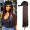 Wigyy Black Baseball Cap withStraight Hair Wig - Effortless Glamor