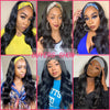 Natural Black Body Wave Wigs with Turban 26'' - Effortless Glamor