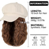 White Newsboy Cap with 10 Inch Wavy Curly Hair Extensions for Women - Effortless Glamor