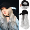 Ins Hot24" Long Curly Wavy Hairpiece Adjustable Baseball Cap Attached Natural Wig for Women Girls Bleach Blonde - Effortless Glamor