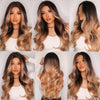 Hot Brown OmbreBlonde Wavy Long Mini LaceWigs - Effortless Glamor