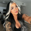 Women's Long Curly Hair In The Middle Part Of The Big Wave Of Gray And Gold Mixed Color Pick Dye Wig