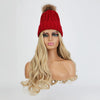 Knit Beanie Winter Hat with Removable Hair Hat Wig - Effortless Glamor