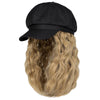 Newsboy Cap with 10 Inch Wavy Curly Hair Extensions for Women - Effortless Glamor