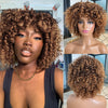 Short Afro Curly Wig with Bangs Ginger Orange Synthetic Wigs - Effortless Glamor