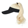 Ponytail Medium Length Curly Hair Open Top Black Hat Wig - Effortless Glamor