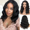 Short Wavy Dark Brown Synthetic Wig for Women Middle Part Wig