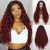 Ins Hot Long Jerry Curl Black Heat Resistant Fiber Middle Part Natural HairlineWigs