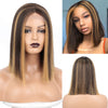 Ins Hot Mixed Dark Brown and Blonde Color Synthetic Wigs Short Straight Bob - Effortless Glamor