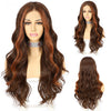 Women's Long Curly Hair In The Middle Part Of The Big Wave Of Gray And Gold Mixed Color Pick Dye Wig