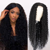 Ins Hot Long Jerry Curl Black Heat Resistant Fiber Middle Part Natural HairlineWigs