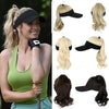 Ponytail Medium Length Curly Hair Open Top Black Hat Wig - Effortless Glamor