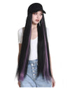 Baseball Cap Wig Women 30inch Long Straight Hair Wig