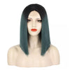 Ins Hot Ombre GreenBob Mini Lace Wigs - Effortless Glamor