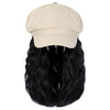 Newsboy Cap with 10 Inch Wavy Curly Hair Extensions for Women - Effortless Glamor