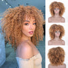 Short Afro Kinky Curly Blond Wig with Bangs