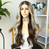 Women's Medium Parted Long Hair With Big Wavy Curls Before Lace