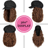 Newsboy Cap with 10 Inch Wavy Curly Hair Extensions for Women - Effortless Glamor