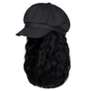 Newsboy Cap with 10 Inch Wavy Curly Hair Extensions for Women - Effortless Glamor