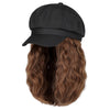 Newsboy Cap with 10 Inch Wavy Curly Hair Extensions for Women - Effortless Glamor