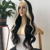 Women's Long Curly Hair In The Middle Part Of The Big Wave Of Gray And Gold Mixed Color Pick Dye Wig