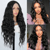 Synthetic Long Curly Wig For Black Women Natural Middle Part Hairline Heat Resistant Daily Use Wigs