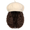 Wigyy Black Berets Cap with 8 Inch Wavy Curly Hat Wig - Effortless Glamor