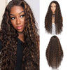 Ins Hot Long Jerry Curl Black Heat Resistant Fiber Middle Part Natural HairlineWigs