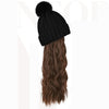 WigyyIns Hot Hat Hair Extension Long Wavy Curly Black Hat Wig - Effortless Glamor