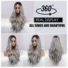 26 inch Long Silver Wig for Women Ombre Silver Grey Wigs Middle Part Wavy Cosplay Wig - Effortless Glamor