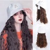 Long Curly Hair White Fisherman's Cap Sub Wig - Effortless Glamor