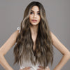 Ins Hot Brown Pick Dye Beige Wavy Long Curly Hair Heat-Resistant Wig